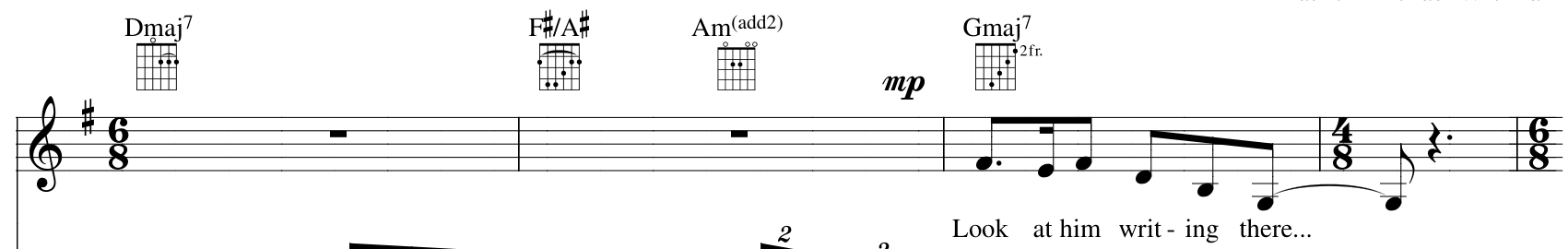 Danny: original melody notation, line 1