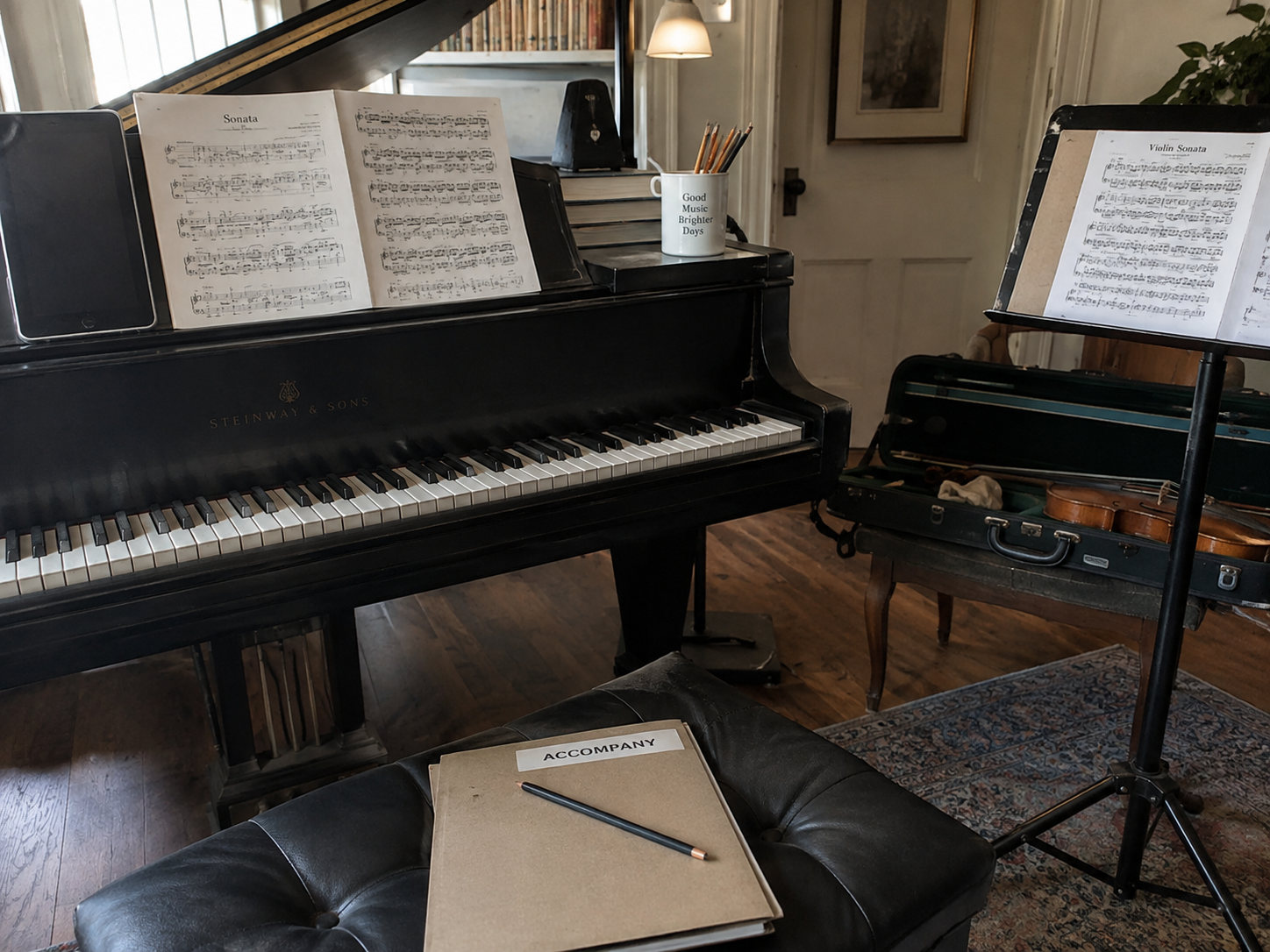 Piano and score for learning a melody