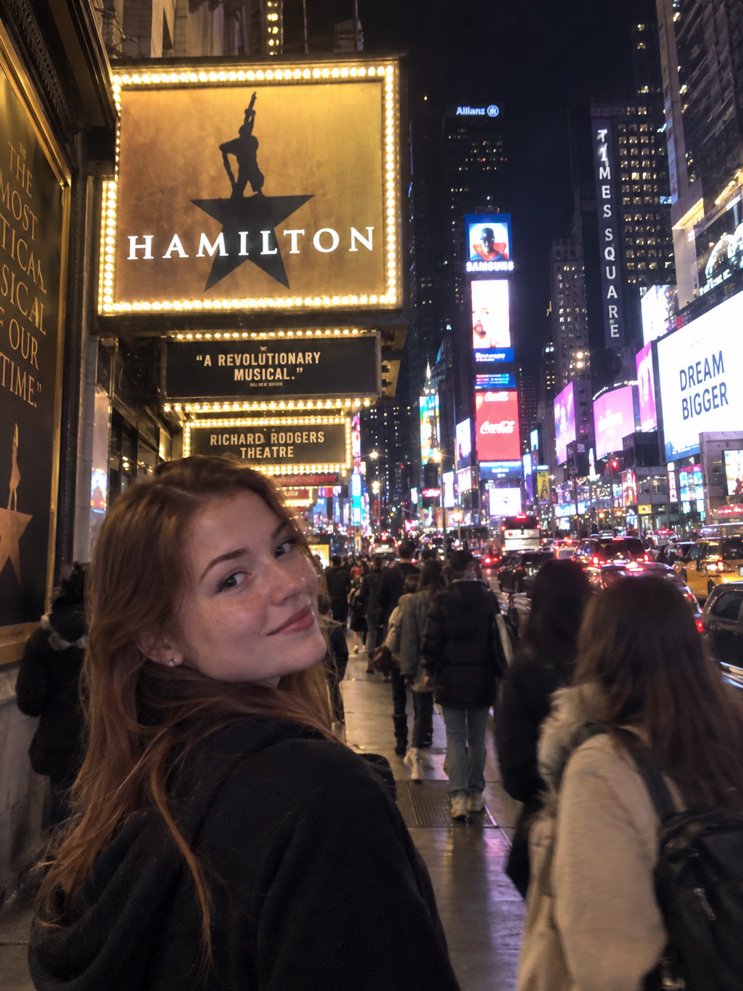 Times Square and its illuminated theater signs
