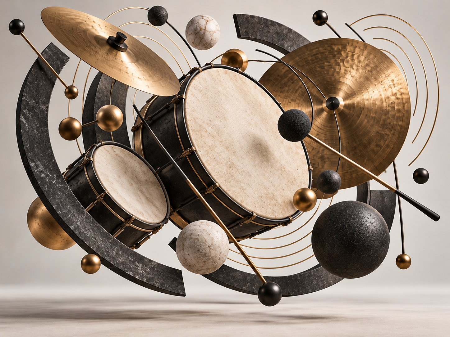 A decorative gold drum set